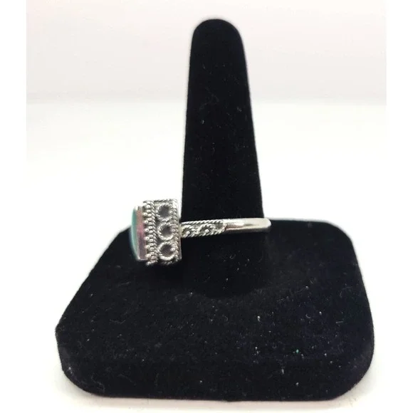 Womans Bali Turquoise‎ Sterling Silver Stamped 925 Sz 7 - Picture 2 of 7